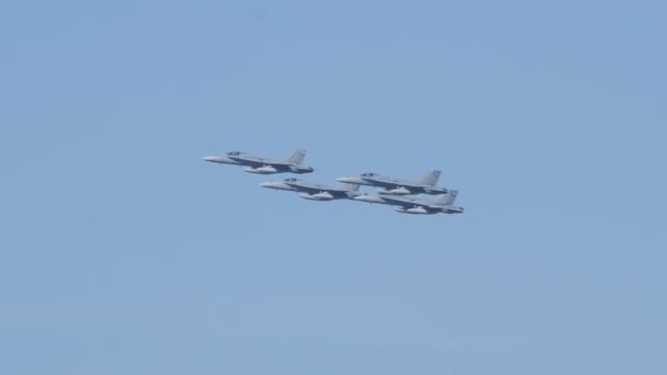 Prise Vue Ralenti Vol Avions 18A Hornet Lors Survol Centenaire — Video