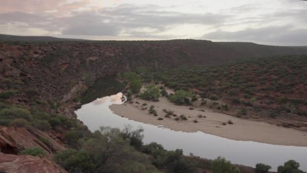 Murchison Folyó Napsütéses Serpenyője Kalbarri Nemzeti Park Természetközeli Ablakából Nyugat — Stock videók