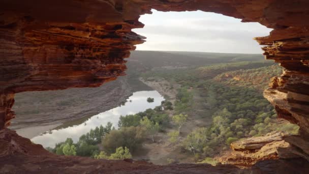 Схід Сонця Збільшення Кліпі Вікна Природи Національному Парку Кальбаррі Західній — стокове відео