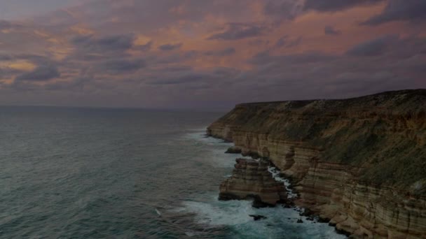 Późny Zoom Zachodu Słońca Ujęciu Wyspy Rock Parku Narodowym Kalbarri — Wideo stockowe