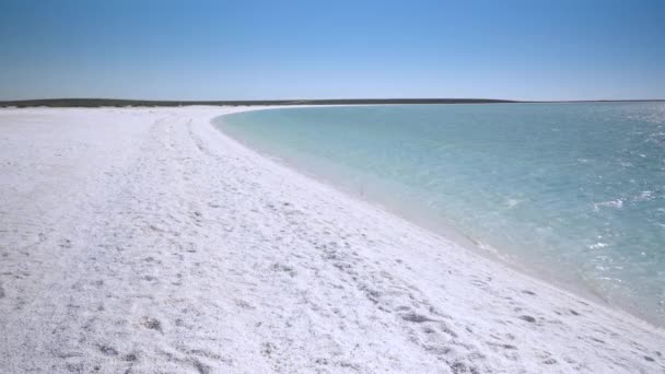 位于澳大利亚西部鲨鱼湾的贝壳海滩的下午视图 贝壳海滩由数以万计的小贝壳组成 — 图库视频影像