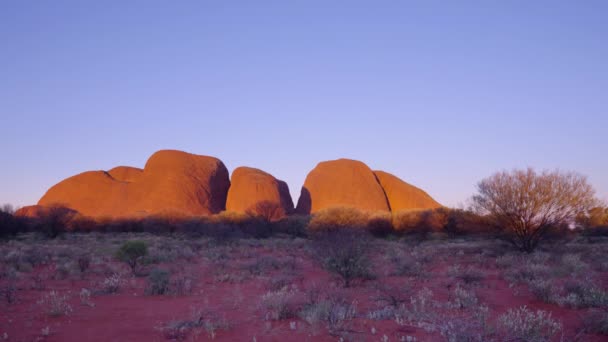 Solnedgång Skott Kata Tjuta Uluru Kata Tjuta Nationalpark Norra Territoriet — Stockvideo