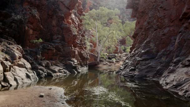 位于澳大利亚北部Tjoritja Macdonnell国家公园北部地区的蛇形峡谷冬季美景 — 图库视频影像