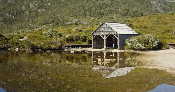 Old Boat Shed Dove Lake Calm Summer Morning Cradle Mountain Royalty Free Stock Photos
