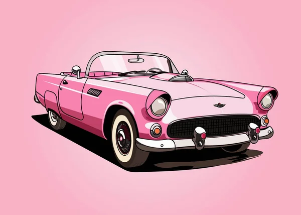 Розовый Автомобиль Стиль Барбикор Векторная Раелистическая Иллюстрация Хром Металл Гипсовый — стоковый вектор