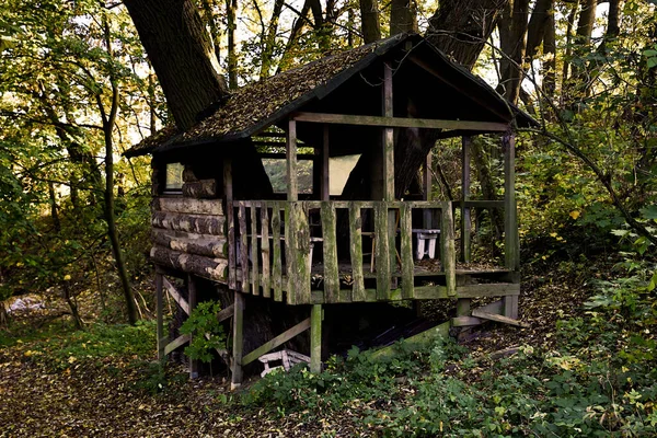 Παλιό Σπίτι Που Βρίσκεται Στο Δάσος Όπου Κάποτε Ζούσε Κάποιος — Φωτογραφία Αρχείου