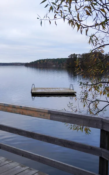 stock image Scenic view of lake against sky during autumn 