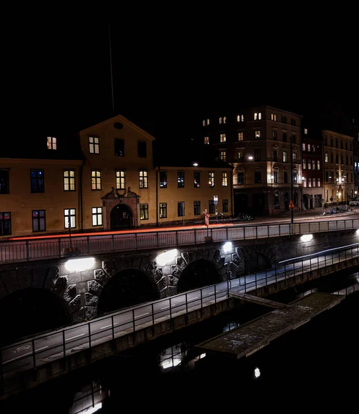 View Illuminated Old Buildings Night — Stock Photo, Image