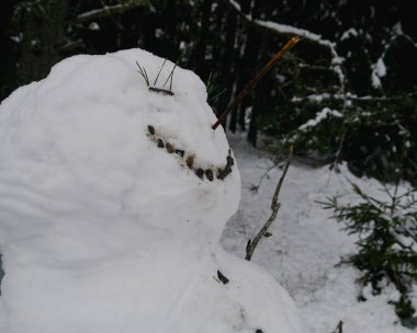 Garip görünüşlü kardan adama yaklaş. 