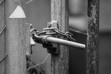 Close up of a padlock on gate