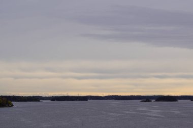 Scenic view of sea against sky during autumn 