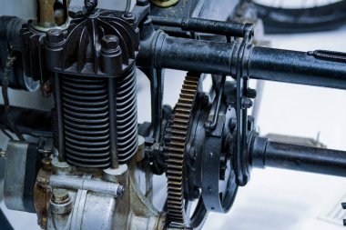 A close up of old machine part