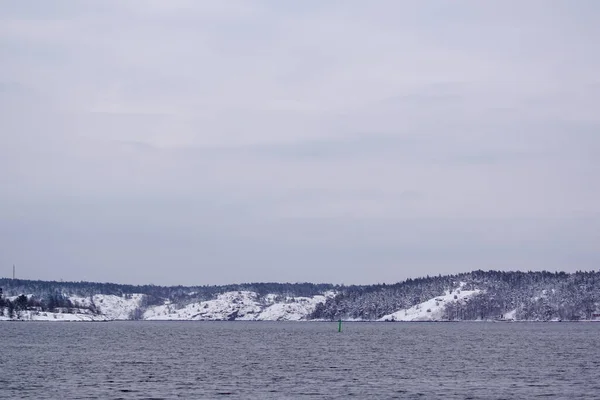 Vista Panorâmica Mar Contra Céu Durante Inverno — Fotografia de Stock