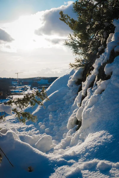 Malerischer Blick Auf Schneebedecktes Land Gegen Den Himmel — Stockfoto
