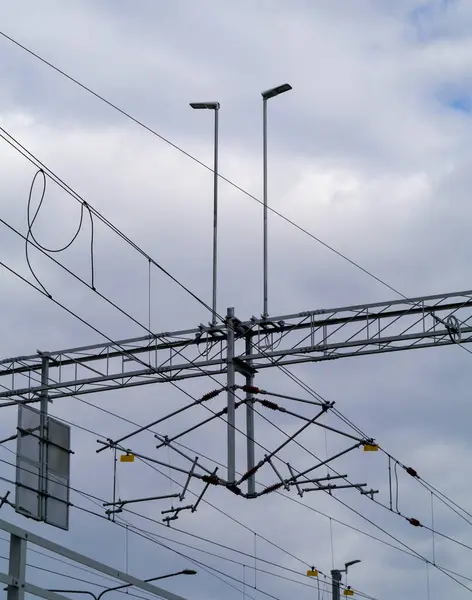 Low Angle View Electricity Pylon Sky — Fotografia de Stock