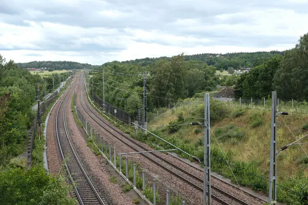 High Angle View Railroad Tracks Sky — Stock Photo, Image