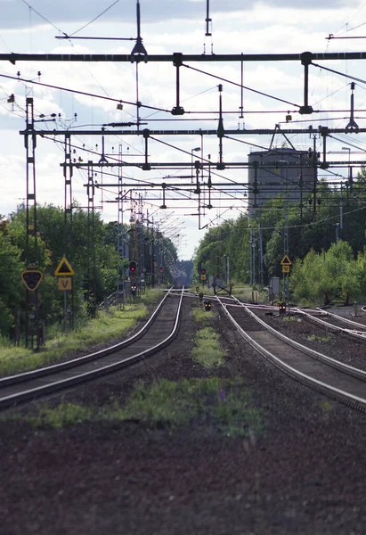 Blick Auf Die Bahngleise Sommer — Stockfoto