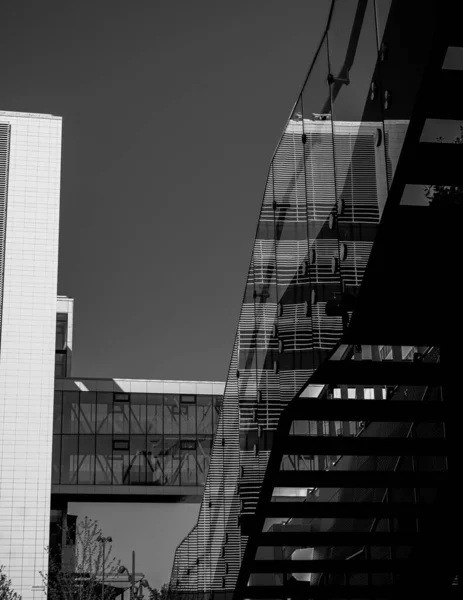 Escalier Moderne Ville Noir Blanc — Photo