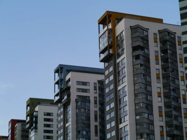 Low angle view of modern buildings against sky 