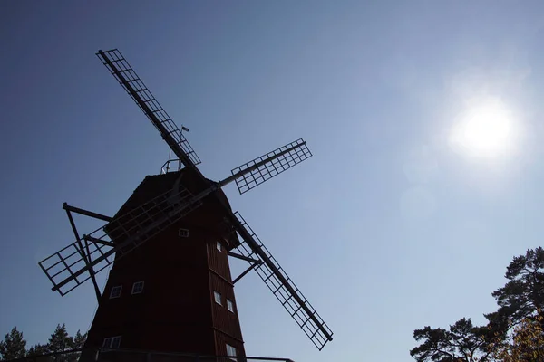 Low Angle View Traditional Windmill Clear Sky —  Fotos de Stock