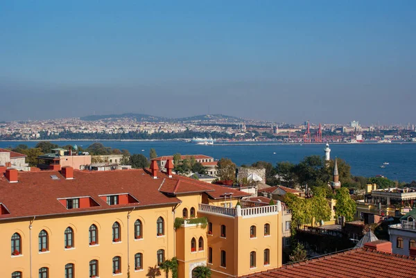 Hoge Hoek Uitzicht Het Stadsbeeld Door Zee Tegen Lucht — Stockfoto