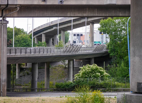 Ein Blick Auf Autos Auf Brücken Freien — Stockfoto