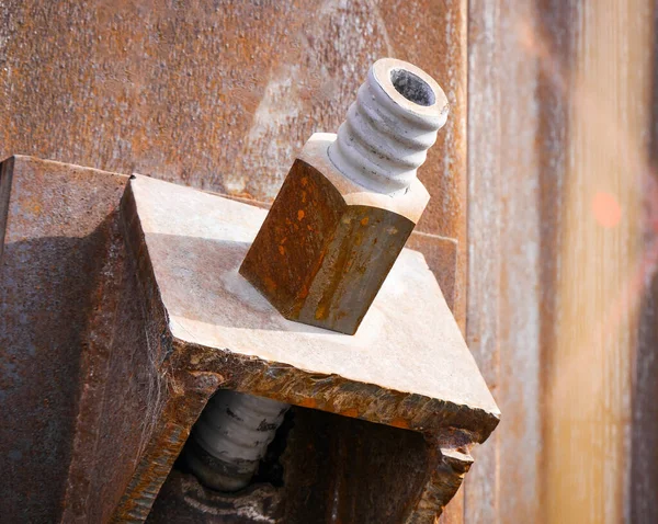 stock image A close up of a giant screw at construction site 