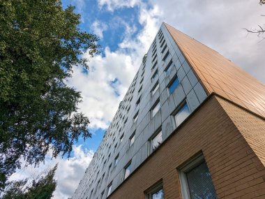 Low angle view of tree and building 