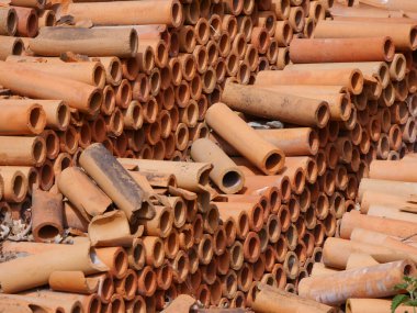 Tuğla yığınlarına yakın çekim