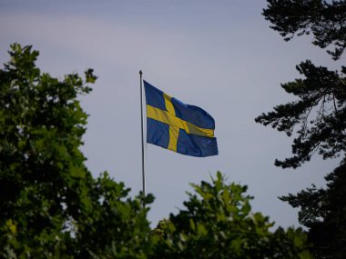 Gökyüzüne karşı bayrağın düşük açılı görüntüsü