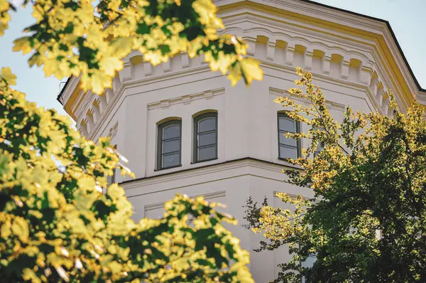 stock image Trees in front of a building