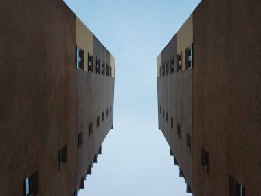 Gökyüzüne karşı binaların alçak açısı 