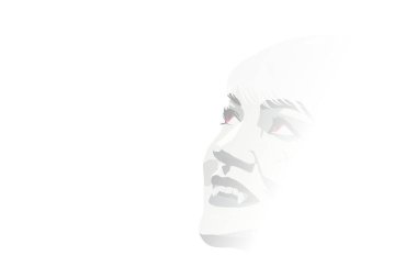 Kırmızı gözlü bir vampirin resmi. 