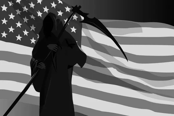 Amerika Birleşik Devletleri bayrağı önünde ölümün resmi 