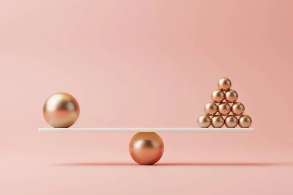 Leadership, Balance Concept. Minimal Elegant illustration on Pink background. 3D rendering.