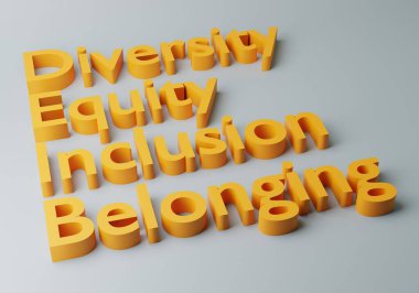 3 Boyutlu Çeşitlilik Equity Inclusion Ait Kelimeler. Asgari 3B Görüntü.