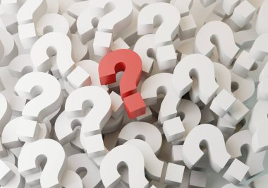 3 Boyutlu Kırmızı Soru İşareti Arkaplanı. Öğrenme, Eğitim, Sınav, Sınav, Yaratıcılık Hayal gücü Konsepti. 3 Boyutlu Hazırlama.
