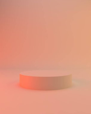 Üç boyutlu arka plan, soyut kaide podyumu. Pastel turuncu arka plan. Ürün tanıtımı Güzellik Kozmetik zarif bir görüntü. Stüdyo Minimal vitrin 3D canlandırma reklamı.