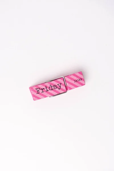 Pink Wooden Clothespin Isolated White — Stock Photo, Image