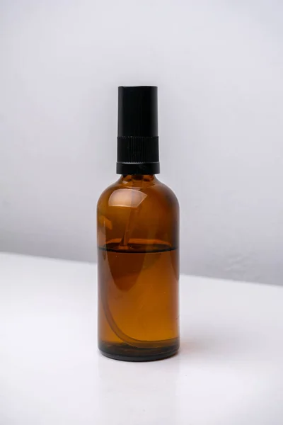 Brown Glass Cosmetic Bottle Isolated — Stock Photo, Image