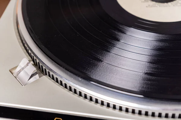 Closeup View Vintage Vinyl Record Player Vinyl Platter — Stock Photo, Image