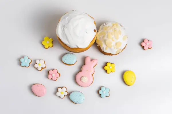 Velikonoční Koláče Velikonoční Cookies Bílém Pozadí Royalty Free Stock Fotografie