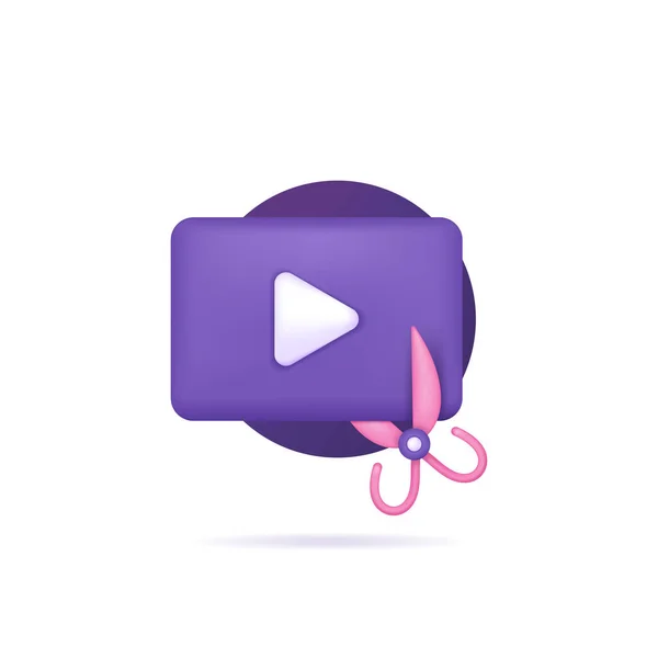 Σύμβολο Του Βίντεο Και Ψαλίδι Εικονίδιο Για Την Επεξεργασία Βίντεο — Διανυσματικό Αρχείο