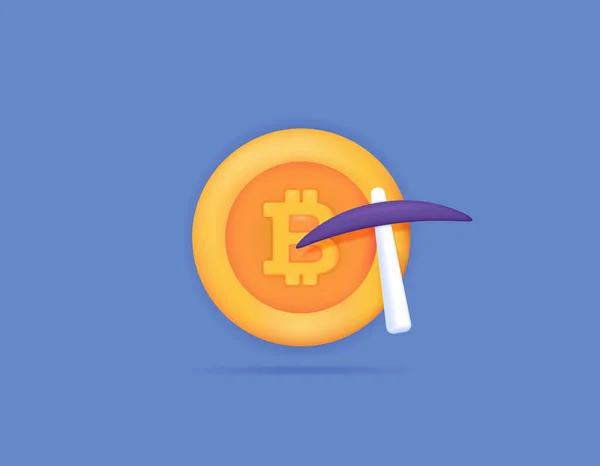 Symbol Coin Pickaxe Icon Bitcoin Mining Mining Crypto Crypto Currency — Image vectorielle