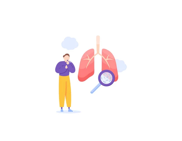 一个患肺结核咳嗽的人 肺部疾病 肺部感染 肺结核的症状 描述肺部感染了细菌的情况 健康问题 图例概念设计 — 图库矢量图片