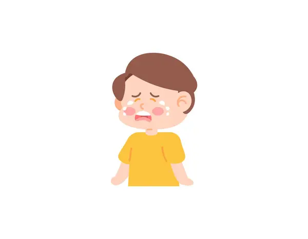 Illustration Boy Crying Screaming Child Who Whiny Having Tantrum Cute — Stock Vector
