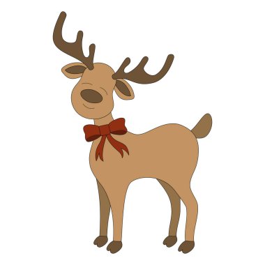Cute Christmas cartoon reindeer in Christmas clipart