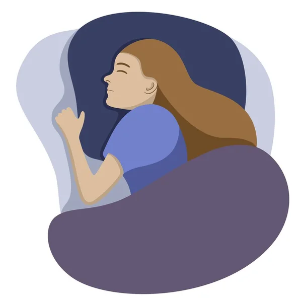 Sleeping Woman Bed — Stock Vector