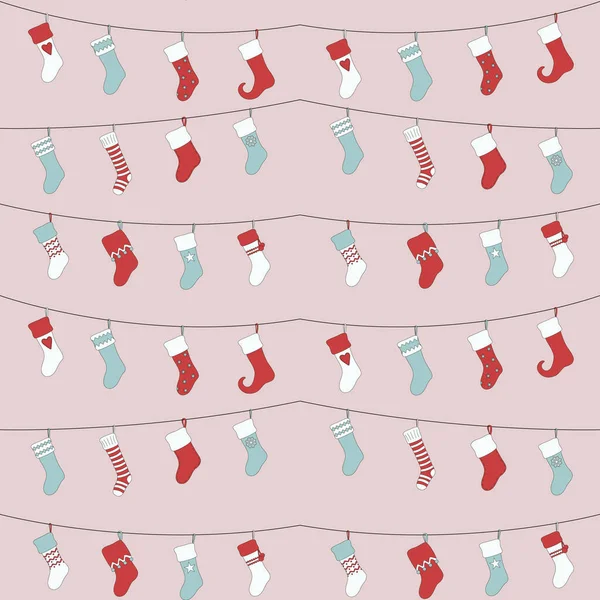 Seamless Pattern Christmas Stockings — Stock Vector