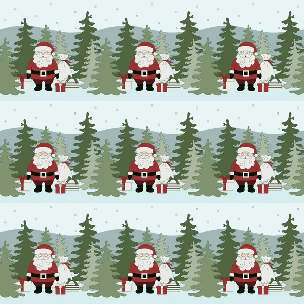 Modèle Sans Couture Père Noël Avec Des Cadeaux Noël — Image vectorielle